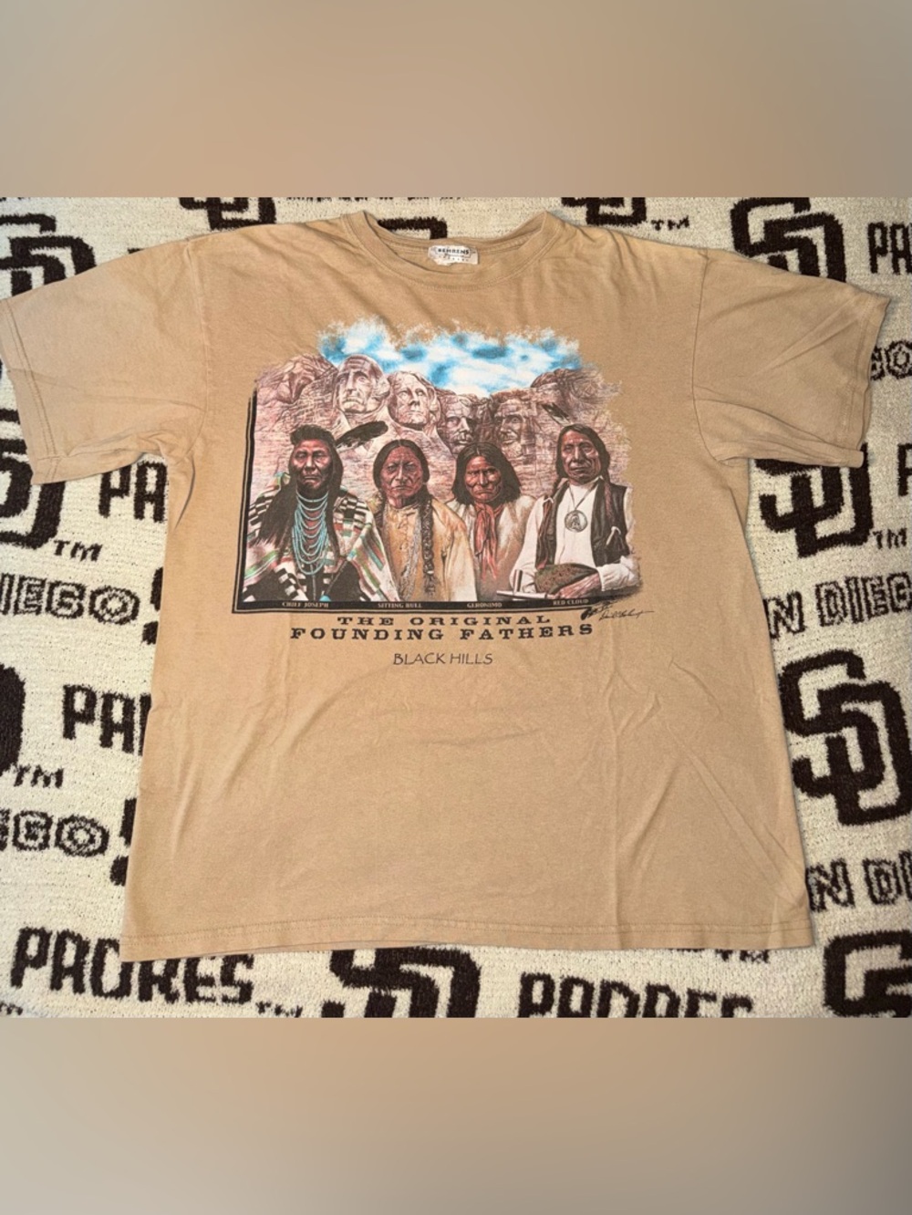 Vintage David Behren The Original Founding Fathers Graphic T-Shirt Brown Large